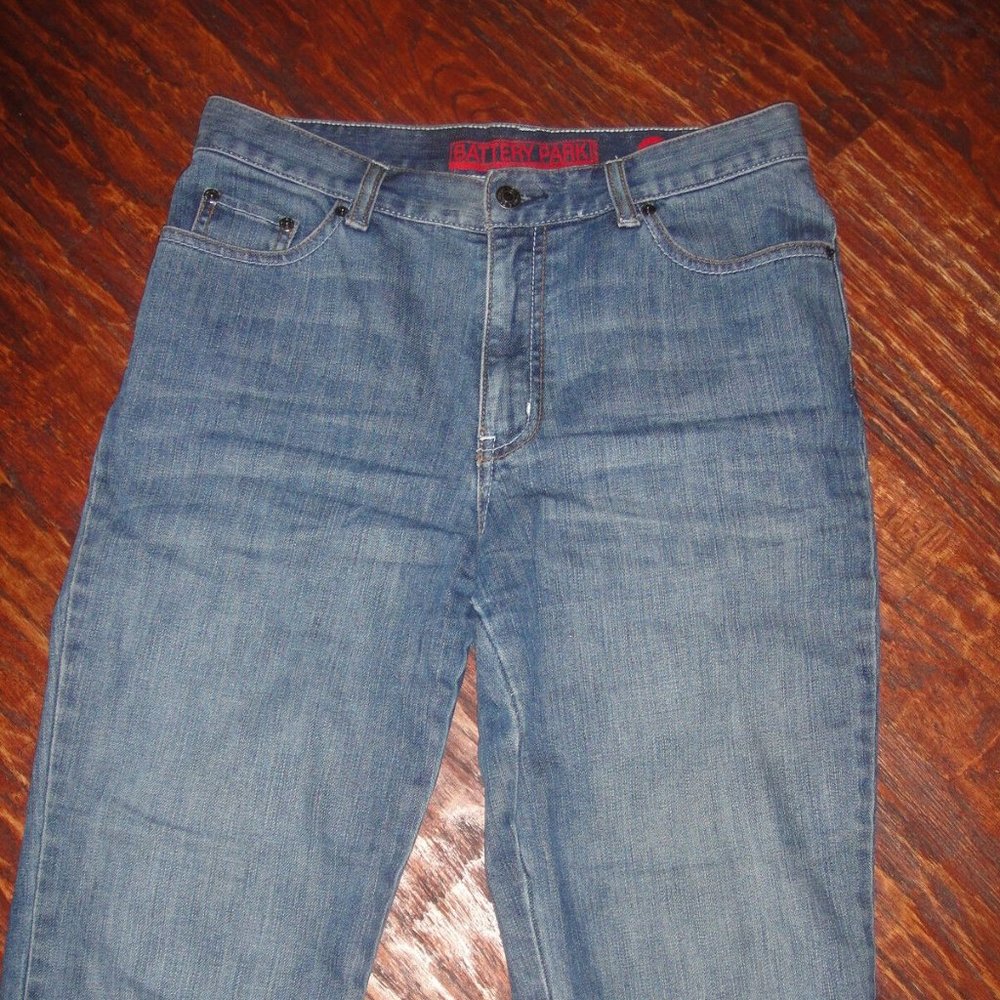 BATTERY PARK (NY & Co) Stretch CROPPED Capri JEANS * POCKET design * sz 6 * EUC